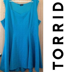 Torrid Blue Textured Skater Dress Size 4